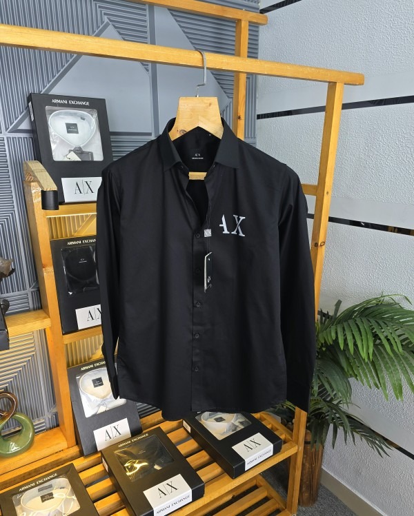 First copy AX New Pocket Logo black shirt M169-BK