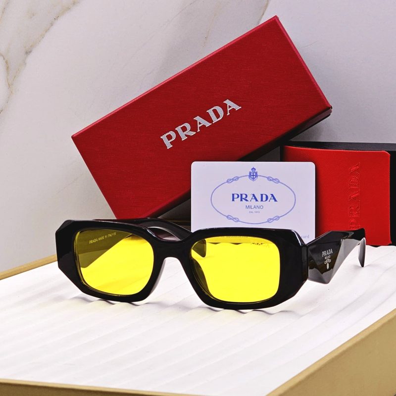 Unisex First copy prada diamond cut yellow sunglass