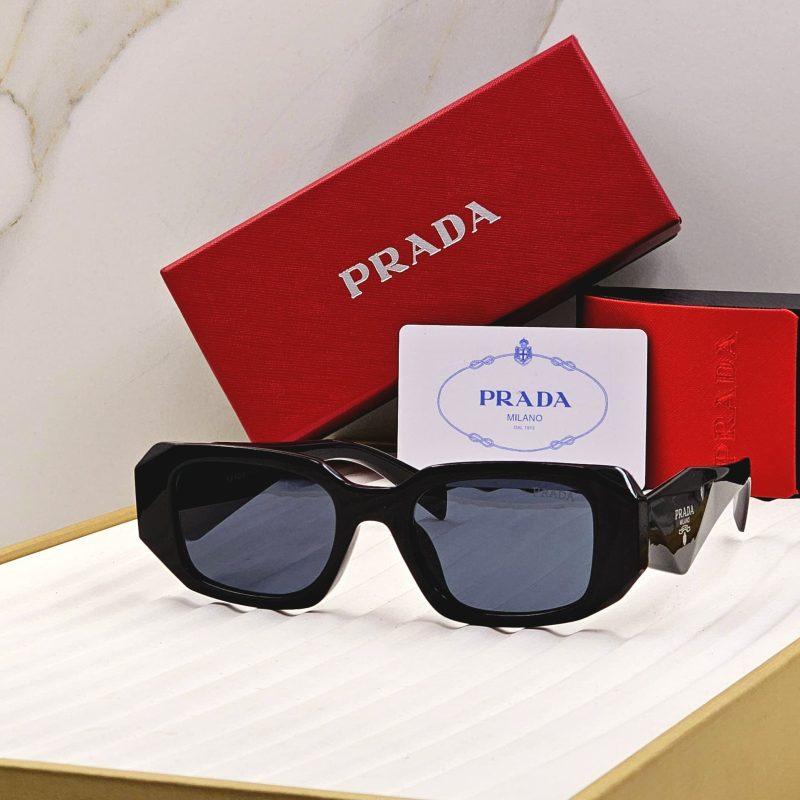 Unisex First copy prada diamond cut black sunglass